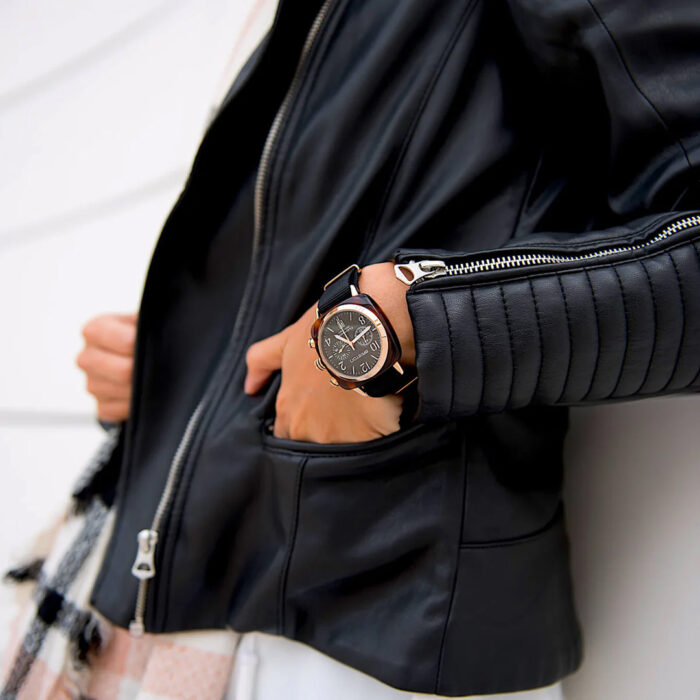 Briston Clubmaster Classic Roségold Schwarz Uhr – Bild 2