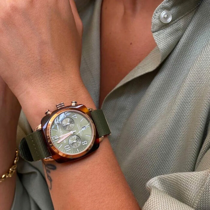 Briston Clubmaster Classic Gold Grün Uhr – Bild 2