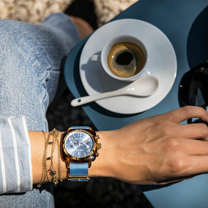 Briston Clubmaster Gold Eisblau Uhr – Bild 2
