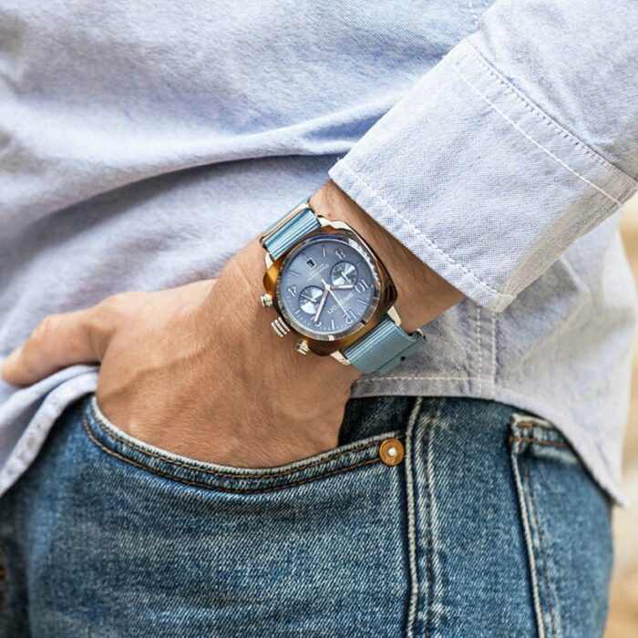 Briston Clubmaster Gold Eisblau Uhr – Bild 5