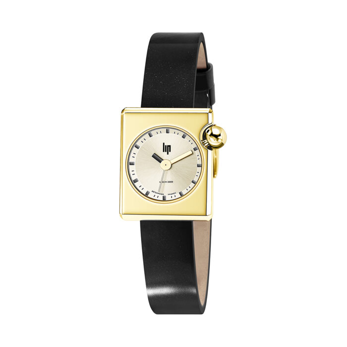Lip Mach 2000 Mini Square Schwarz Gold Uhr 671178