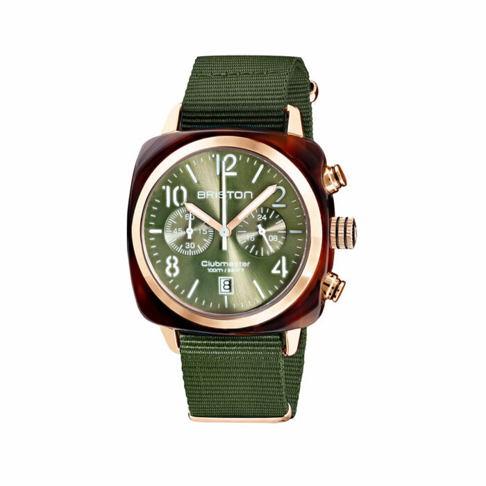 Briston Clubmaster Classic Roségold Grün Uhr