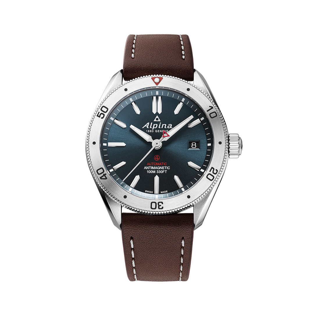 Alpina Alpiner 4 Uhr Leder Blaues Zifferblatt AL-525N4AQ6