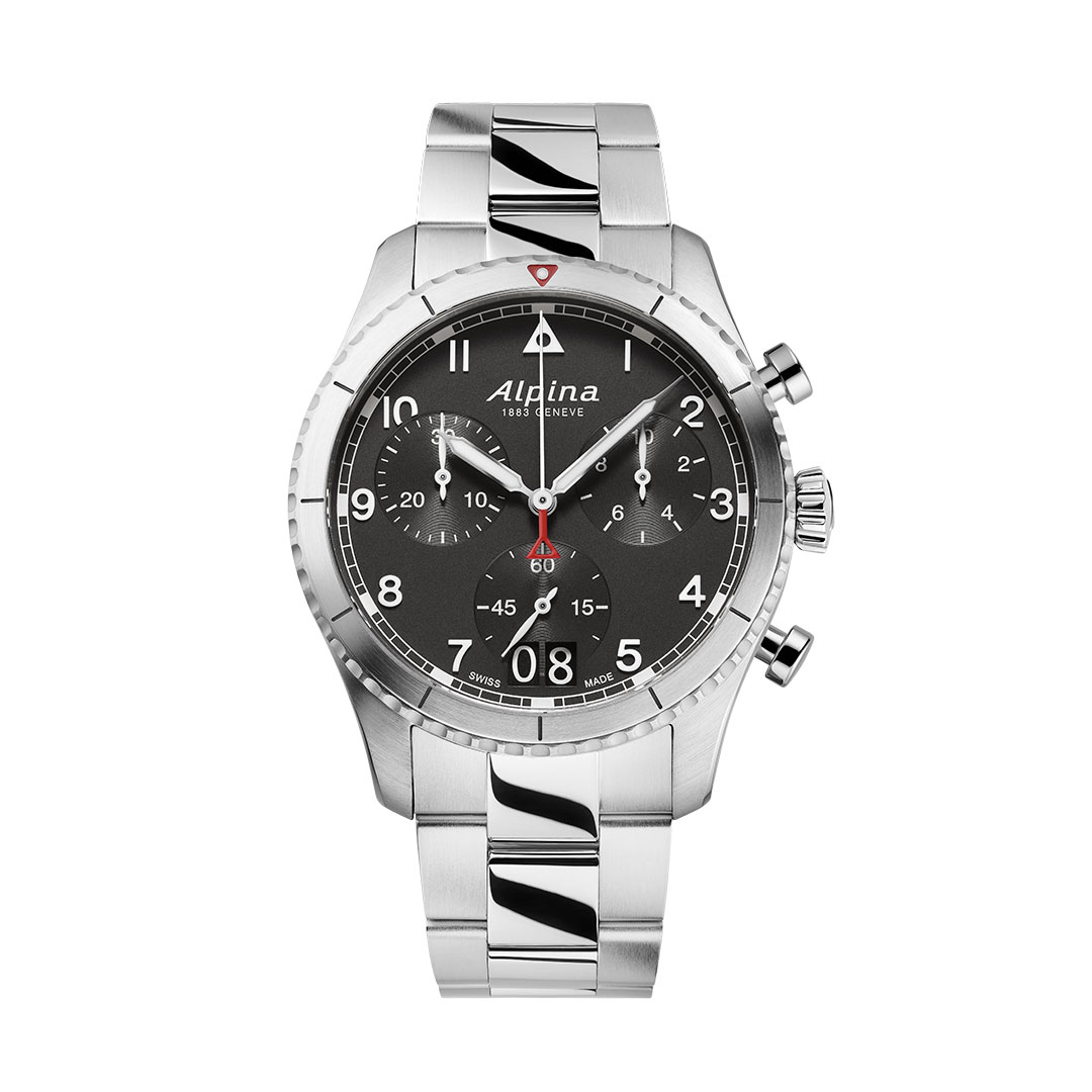 Alpina Pilot Quarz Chronograph Big Date Uhr AL-372BW4S26B